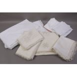 An ecru drawn thread single bed cover and pair of matching pillow slips,