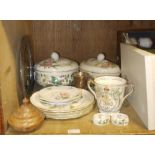 A pair of modern Spode floral printed tureens and covers, a pair of Limoges floral plates,