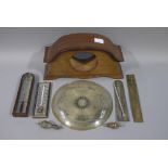 A small quantity of barometer parts and a mahogany clock case