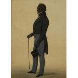 19TH CENTURY ENGLISH SCHOOL, A portrait silhouette of a gentleman, in a morning suit,