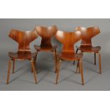 ARNE JACOBSEN FOR FRITZ HANSEN DESIGNED IN 1957, a set of four 'Grand Prix' 4130 chairs,