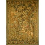 A BELGIAN WOOL TAPESTRY WALL HANGING, in 16th century style,