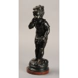 A LATE 19TH CENTURY FRENCH BRONZE OF A YOUNG GIRL, signed A Berger,