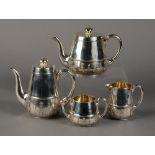 AN EDWARD VII SILVER FOUR PIECE TEA SERVICE BY HUNT AND ROSKELL, late Storr and Mortimer,