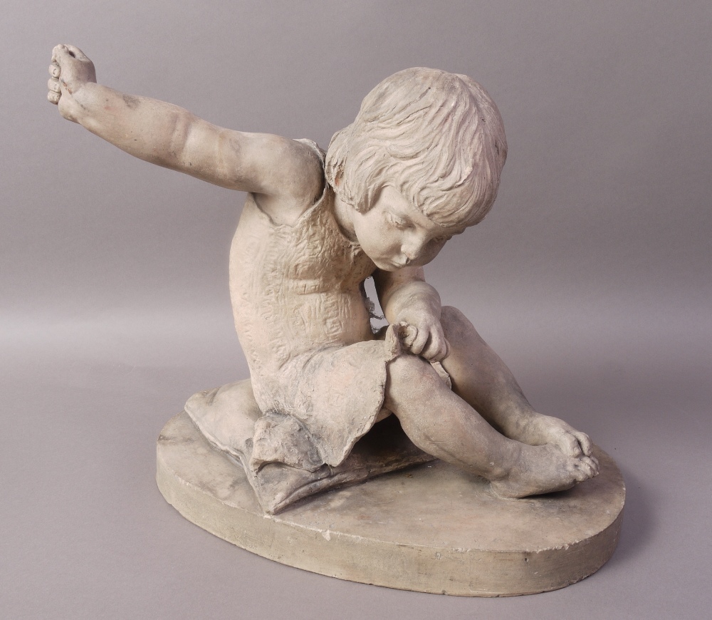 A FRENCH TERRACOTTA FIGURE OF A YOUNG GIRL, c. - Image 2 of 2