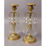 A PAIR OF FRENCH ORMOLU CANDLE LUSTRES, c.