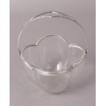 AN EARLY 20TH CENTURY WMF WRITHEN MOULDED GLASS SWEETMEAT BASKET, of quatrefoil outline,