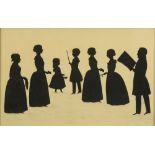 A 19TH CENTURY SILHOUETTE GROUP depicting the family of Marcus Gervais Beresford afterwards Primate