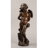 DENISE DELAVIGNE (French, fl late 19th century), a bronze figure of Cupid bound,