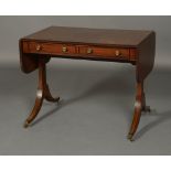 A REGENCY MAHOGANY SOFA TABLE with double rounded drop flaps,