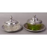 A WMF PLATED PRESERVE DISH AND COVER with green glass liner,