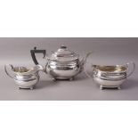 A GEORGE V SILVER THREE PIECE TEA SERVICE, Goldsmiths and Silversmith Company London,