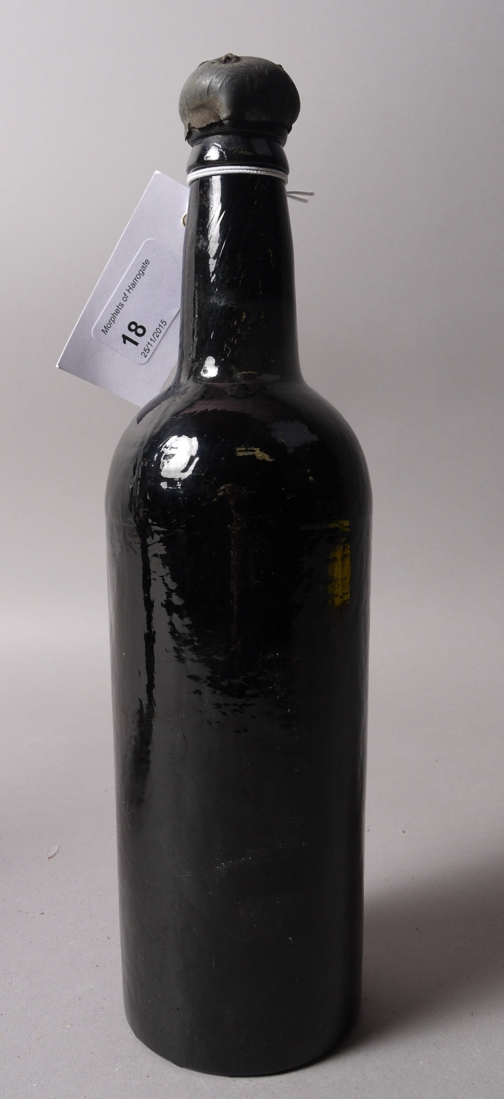 Unknown Vintage Port, heavy wax capsule, old almost impenetrably dark glass, 1 bottle,