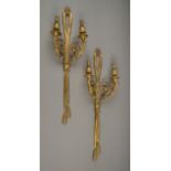 A PAIR OF GILT BRONZE DOUBLE WALL SCONCES,