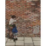 ARR BRIAN SHIELDS 'braaq' (1951-1997), Two boys, one stood on an upturned wooden crate,