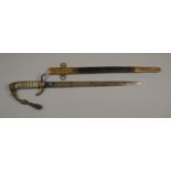 A BRITISH NAVAL DIRK AND SCABBARD by Edward Thurkle, Soho, with brass mounts,