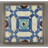 AN ISLAMIC GLAZED FLOOR TILE, probably 16th century,