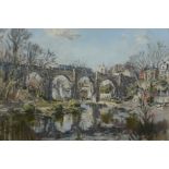 ARR ANGUS RANDS (1922-1985), 'Match Sunlight at Knaresborough', viaduct over the Nidd and Waterside,