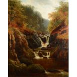 WILLIAM MELLOR (1851-1931), River gorge with wooded banks, oil on canvas, signed to lower left,