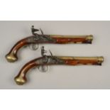 A PAIR OF 18TH CENTURY FLINTLOCK PISTOLS by Richards, The Strand, London,