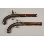 A PAIR OF FLINTLOCK DUELLING PISTOLS by Durs Egg, London, c.1780-90, with 9" barrels signed D.