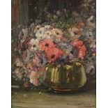 KERSHAW SCHOFIELD (1875-1941), Still life of gerbera held in a vase, oil on panel,
