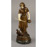 HENRYK KOSSOWSKI (1855-1950), a bronze and ivory figure of a goose girl,