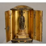 A CHINESE GILT LACQUER TABLE SHRINE, 18th century,