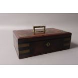 A 19TH CENTURY ANGLO INDIAN  PLUM PUDDING MAHOGANY JEWELLERY BOX AND COVER,