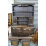 An Early 20th Century Oak Cottage Style Dresser, The Base Having Two Drawers With Fielded