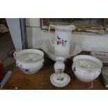 A Six Piece Transfer Decorated Pottery Wash Set