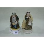A Pair Of Victorian Period German Fairing China Figural Match Holders