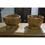 Two Contemporary Manufacture Root-wood Serving Bowls