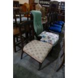 A Victorian Period Button Backed Nursing Chair Together With An Edwardian Single Drawing Room Chair