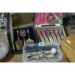 Two Cased Cutlery Sets And A Quantity Of Loose Cutlery