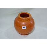 A Circular Based Orange Ground Royal Lancastrian Vase, 7" High