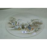 A Circular Japanese Satsuma Plaque With Figure And Landscape Scene