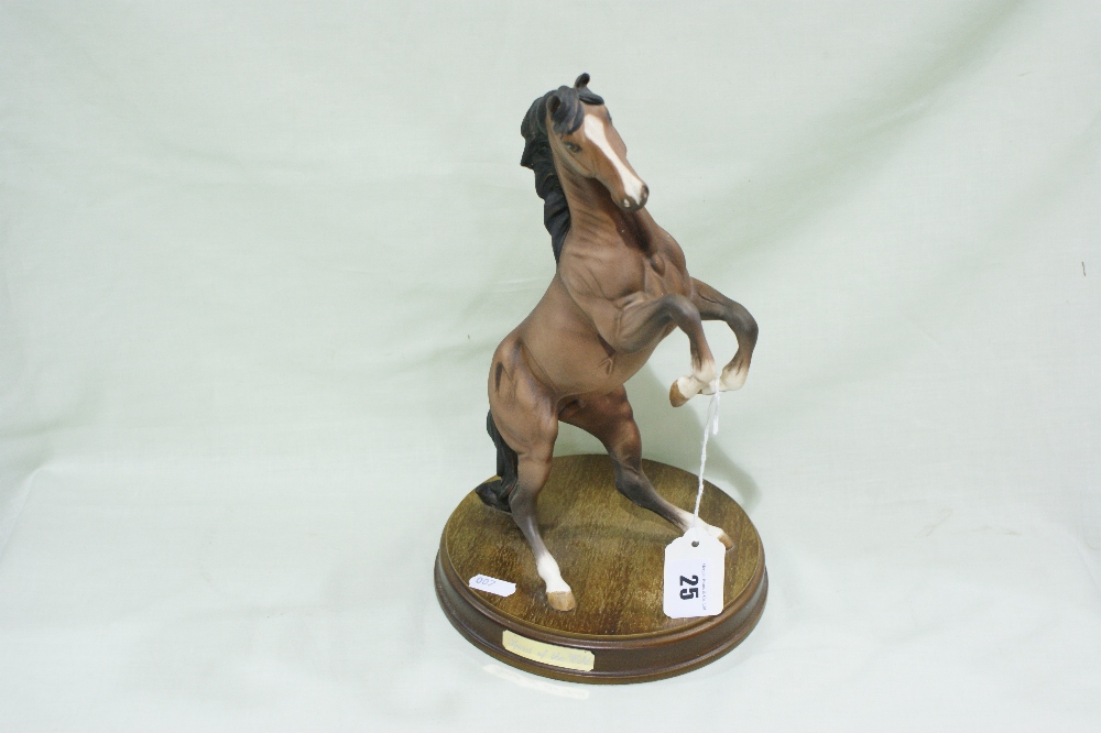 A Matt Glazed Model Of A Rearing Horse Titled "Spirit Of The Wild"