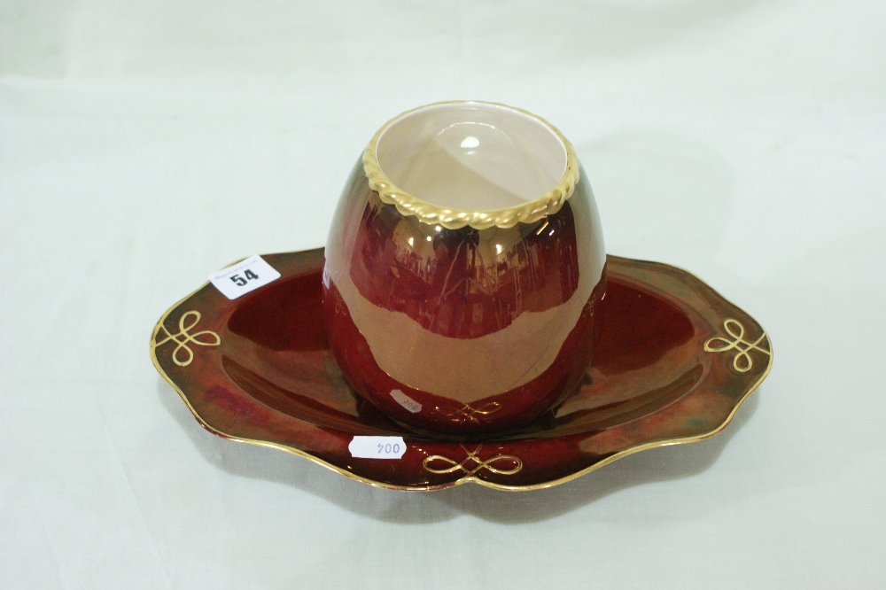 A Carlton Ware Rouge Royale Oval Serving Dish And Vase