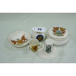 Five W H Goss Crested China Pieces With Welsh Crests