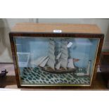 A Small Size Diorama Of A Two Mast Sailing Vessel