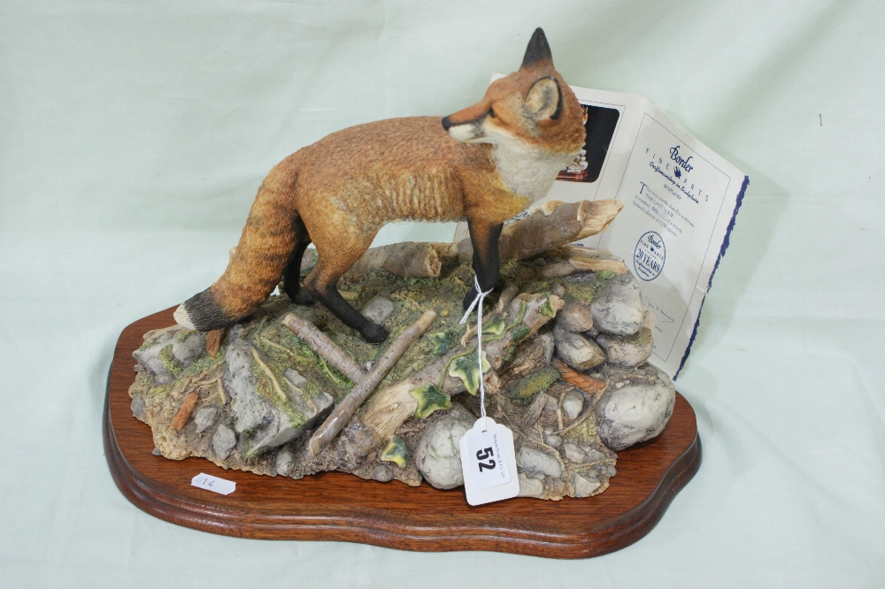 A Border Fine Arts Group Of A Fox On An Outcrop Titled "The Last Look" Together With Certificate