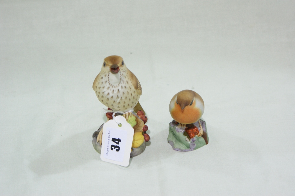 Two Royal Worcester Bird Figures, Robin And Thrush