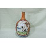 A 19th Century Circular Based Japanese Narrow Necked Bottle Vase In Typical Colours, Decorated