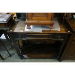 An Early 20th Century Oak Side Table On Barley Twist Supports