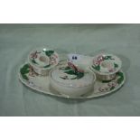 A Four Piece Maling Lustre Dressing Table Set With Floral Decoration