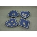 A Set Of Four Card Suit Shaped Wedgwood Blue Jasper Ware Pin Dishes