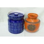 A Blue Ground Portmeirion Pottery Kitchen Lidded Storage Jar Together With A 1960s Italian Studio