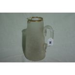 A Victorian Crackle Glass And Gilt Lined Water Jug