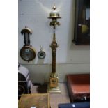 A Tall Square Based Corinthian Column Brass And Copper Table Lamp